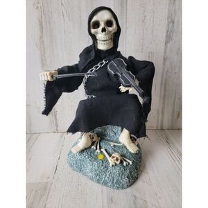Gemmy Halloween animated Grim Reaper violin Tombstone scary  prop decor
